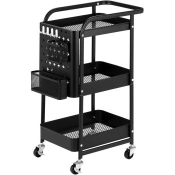 Peg Board Hooks Baskets Locking Trolley for Salon